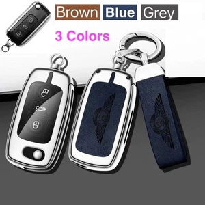 New for Bentley 2004 - 2016 Leather 3 Button Remote Key Fob Case - Picture 1 of 10