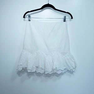H&M White Eyelet Lace Flounced Cotton Skirt Size 4 - Picture 1 of 7