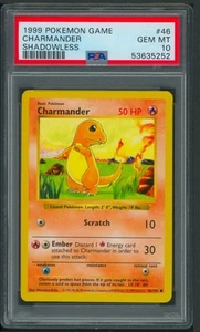 Pokémon Base Set Shadowless Charmander 46/102 PSA 10 - Picture 1 of 2
