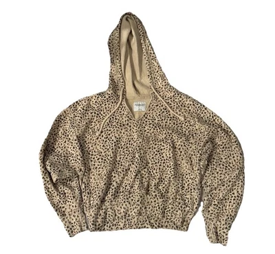 Abercrombie & Fitch | Sudadera con capucha suave Popover cuello en V para mujer estampado de leopardo mediano Foto 1 de 4