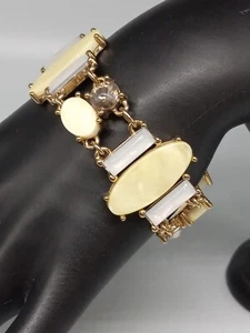 Chico's Gold Tone Mother Of Pearl And Crystal Magnetic Closure Bracelet - Picture 1 of 9