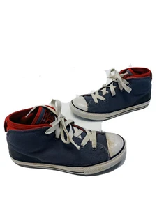 Junior Converse Grey Red White Canvas High Top Tennis Shoes Size 4 Free Sh - Picture 1 of 12