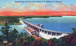 Bagnell Dam und Lake of the Ozarks U.S. Highway 54 Missouri Postkarte - Bild 1 von 2