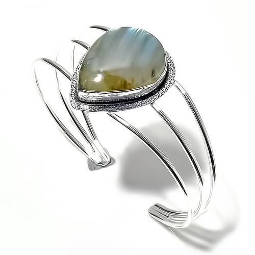 VALENTINO Bracciale Bracciale Bracciale Gemma Labradorite Argento Sterling 925 Regolabile