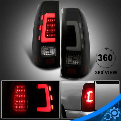 Black Smoke Fits 1999-2006 Chevy Silverado LED Bar Tail Lights Lamps Left+Right - Image 1 of 4