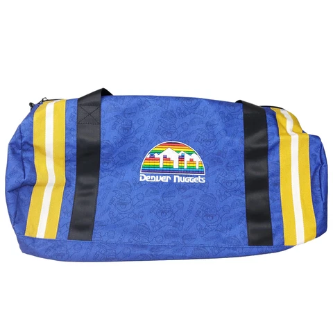 Denver Nuggets Mitchell & Ness NBA Duffle Bag Allover Print Blue Yellow New Cover