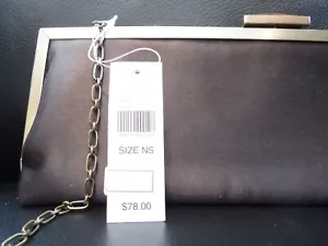 Lord and Taylor Brown Clutch Bag NWT-Optional brushed gold chain shoulder Strap - Picture 1 of 7