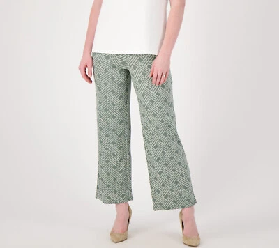 NUEVO Isaac Mizrahi Live! Pantalones de patio Petite M Silky Ponte oliva QVC 2508 Foto 1 de 4