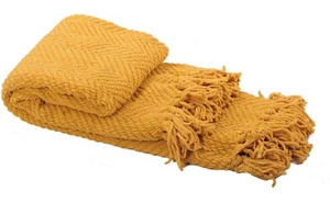 Decorative Fringe Throw Blanket for Couch Bed Sofa Soft Texture Knitted Blanket - Picture 1 of 7