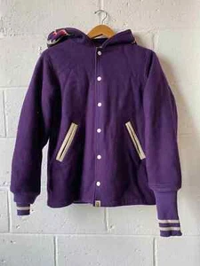 BAPE Purple Melton Hooded Shark Varsity Jacket Size M , A Bathing Ape - Picture 1 of 7