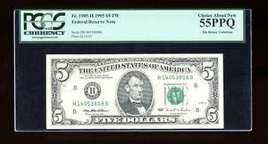 DBR 1995 $5 St. Louis Fr. 1985-H PCGS 55 PPQ Serial H14053808B - Picture 1 of 2