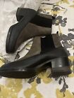 CLAETYN WOOD 37 6.5 BLACK LEATHER GRAY SUED SLIP ON COMFORT BOOTS FABULOUS EUC