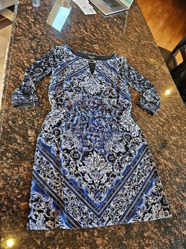 VETEMENTS Abito donna WHITE HO BLACK MARKET ELASTICIZZATO manica lunga aderente e svasato taglia small