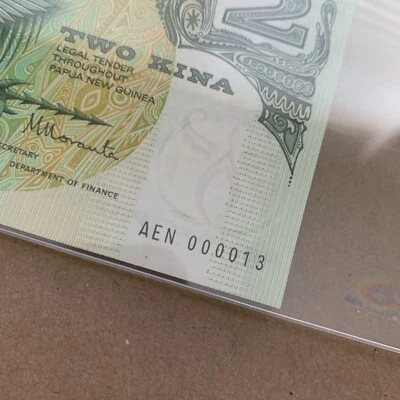 Low Serial Luck 13 Papua New Guinea 2 Kina Banknote 1981 P5 UNC PCGS 64 Currency - Image 1 of 4