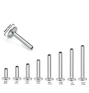 Pieza de repuesto de poste de labret roscado internamente de acero quirúrgico base 16G 4 mm - Imagen 1 de 2