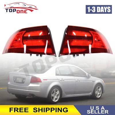 For 04-08 Acura TL Rear Left & Right Red Housing Red Lens Tail Light Cover - Image 1 of 4