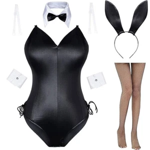 Damen 5Stücke Sexy Hasen Bunny Girl Cosplay Dessous Set Party Karneval Kostüm - Bild 1 von 23