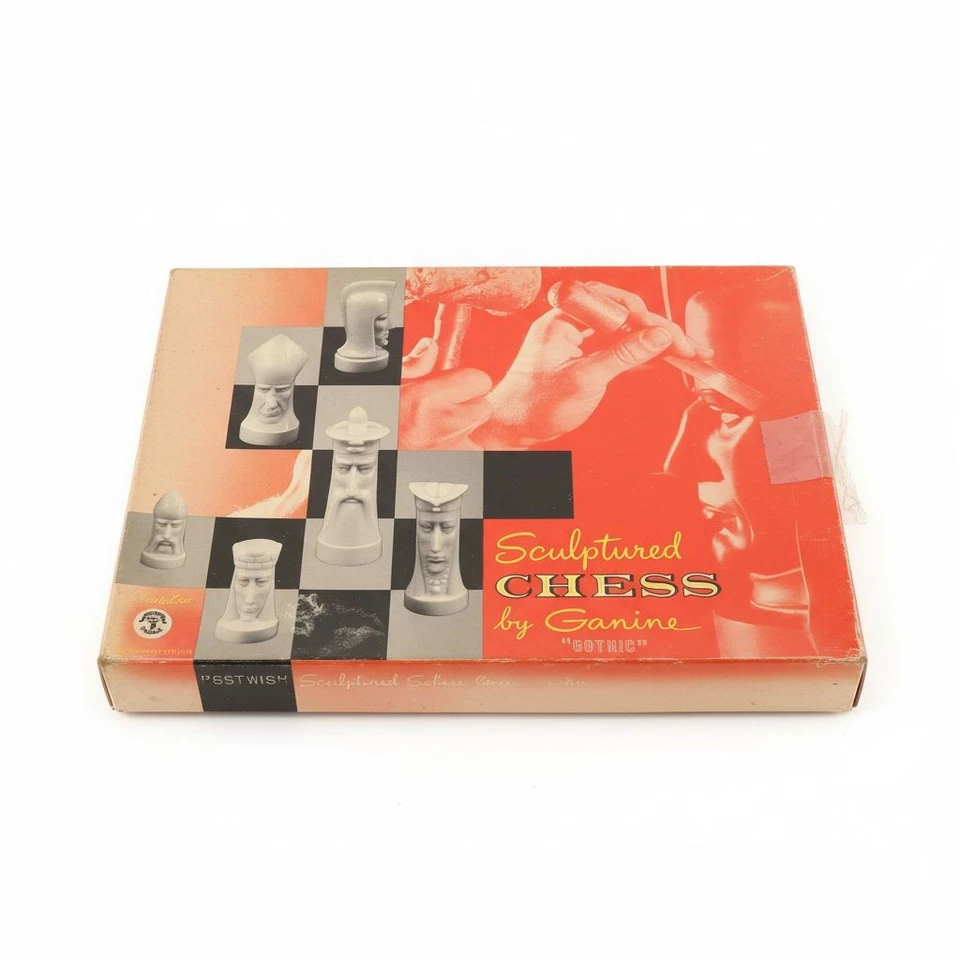 Juego de Ajedrez Esculpido Ganine Gótico Vintage Caja Original Inserto Piezas Esculpidas Foto 1 de 4