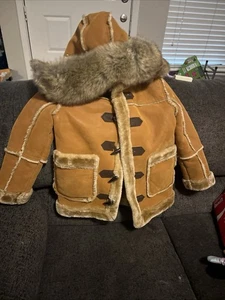 JORDAN CRAIG COGNAC DENALI SHEARLING JACKET WITH FAUX FUR LINING COAT JACKET - Picture 1 of 5