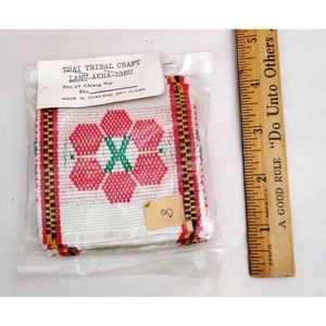 Posavasos tribales tailandeses vintage, textiles tejidos a mano Lisu Akha Lahu, nuevos de stock - Imagen 1 de 3