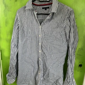 womens tommy hilfiger blue and white striped shirt button up - Picture 1 of 4