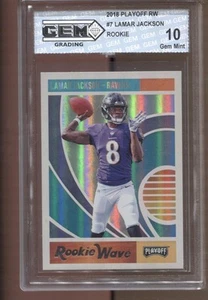 2018 Lamar Jackson Playoff Rookie Wave #7 Gem Mint 10 RC Rookie Ravens - Picture 1 of 2