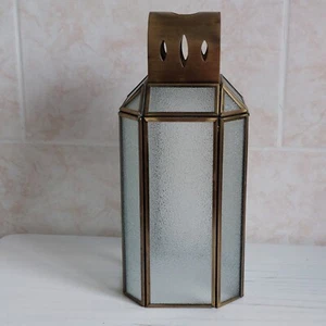 Art Deco Style Ceiling Light Shade Pendant Brushed Brass Frosted Glass Lantern 1 - Picture 1 of 22