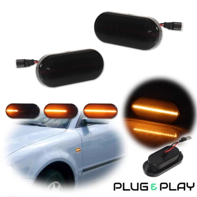 2x Dynamic Flowing LED Side Marker Signal Lights For VW MK4 Jetta GTI R32 Beetle - Image 1 of 4