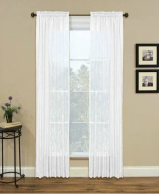 Miller Curtains Sheer Kemin Linen-Look 52" x 84" Rod Pocket Curtain Panel - Snow - Imagem 1 de 3