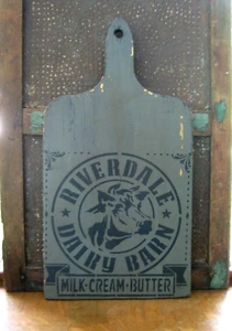 LG Antique Wood Bread Cutting Board Zinc Gray Milk Paint Dairy Stencil - Picture 1 of 7