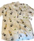 NWT Corona Extra Beer Mens Button Shirt Short Sleeve All Over Logo Size Large