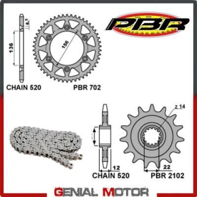 EK1405 Kit Catena Corona Pignone 13 / 47 / 520 PBR GAS-GAS EC 250 2000 > 2001 Foto 1 de 2
