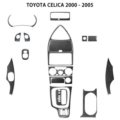 18 peças para Toyota Celica 2000-2005 fibra de carbono kit interior completo acabamento capa - Imagem 1 de 4