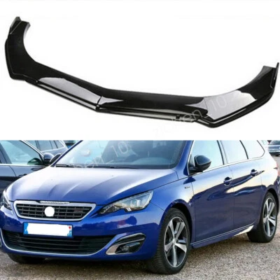 For Peugeot 308 208 Gloss Front Bumper Lip Splitter Spoiler Lower Chin Body Kit — 第 1/4 张图片