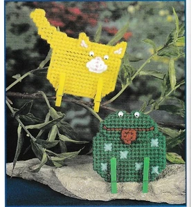 Cat, Frog, Pig & Dog Magnet Fridgies - 7 count pc - Plastic Canvas Pattern ONLY - Picture 1 of 3