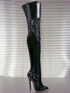 MORI EXTREME OVERKNEE HEELS BOOTS STIEFEL STIVALE BOTAS LEATHER BLACK NERO 37-45 - Picture 1 of 11