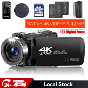 4K Video Camera Camcorder UHD 42MP w/Fill Light Vlogging Camera for YouTube 32GB - Picture 1 of 8
