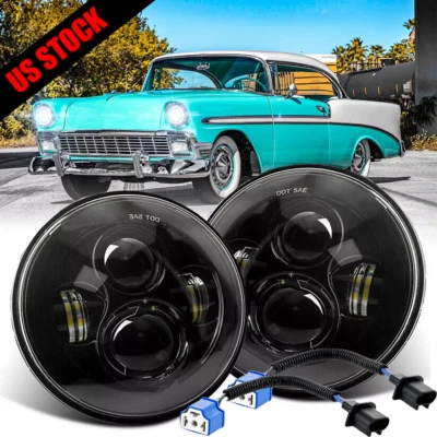 Par más brillante de faros LED redondos de 7 pulgadas DRL Turn para Chevrolet Bel Air Foto 1 de 4