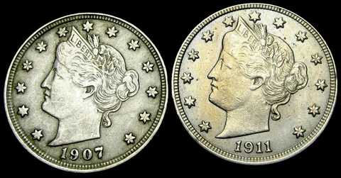 1907 1911 Liberty V Nickel ---- Nice Coin Lot ---- #QT762 Cover