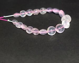 A++ Natural Rose Quartz Smooth Coin Gemstone 5.5" Loose Beads For Jewelry making