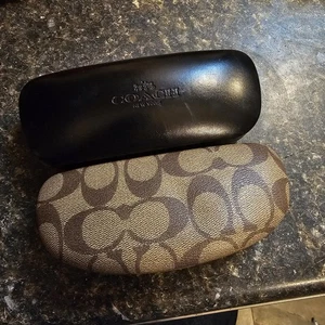 Coach Signature Print and Black Hard Glasses Case Lot of 2 Clam Shell - Picture 1 of 4