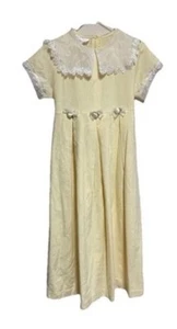 Bonnie Jean Dress Girls Size 12 Yellow Flower Detail Full Length Cottagecore - Picture 1 of 6