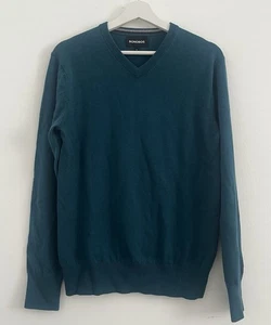 Bonobos 100% Extra fine Merino Wool Green V Neck Sweater Mens S Slim - Picture 1 of 7