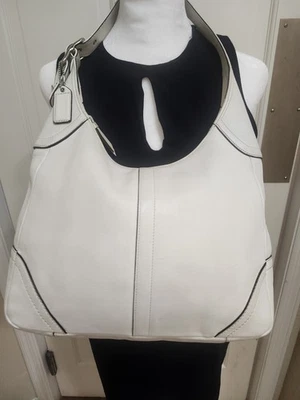 Coach Hamilton White Leather Hobo Shoulder Bag Zip Tassel F10280 - Image 1 of 4