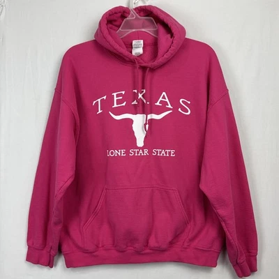 Женская толстовка с капюшоном Texas Lone Star State Цвет розовый Размер XL Gildan Тяжелая смесь Открытый Длиннорогий - Изображение 1 из 4