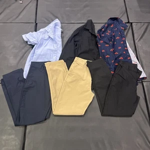Lot of 6: Children’s Place Button Shirts & Pants Size 14 - Inc. Christmas Shirt - Picture 1 of 17