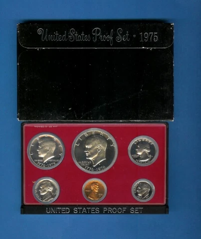 1975 S Proof Set - Complete- Nice Type 1 Eisenhower Dollar Cover