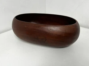 Vintage Massivholz Handgeschnitzt Teak Oval Schale Bergmädchen Made in Haiti - Bild 1 von 7