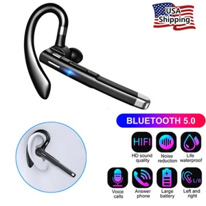 Bluetooth 5.1 Earpiece Dual Mic Earbud Noise Cancelling Trucker Wireless Headset - Picture 1 of 12