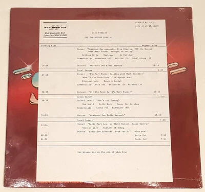 DIRE STRAITs Off The Record Специальное радио 1985 No85-42 ВСЕ ЕЩЕ ЗАПЕЧАТАНО с Киевым Листом - Изображение 1 из 4